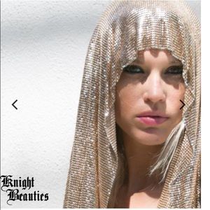 Gold chainmail festival hood scarf